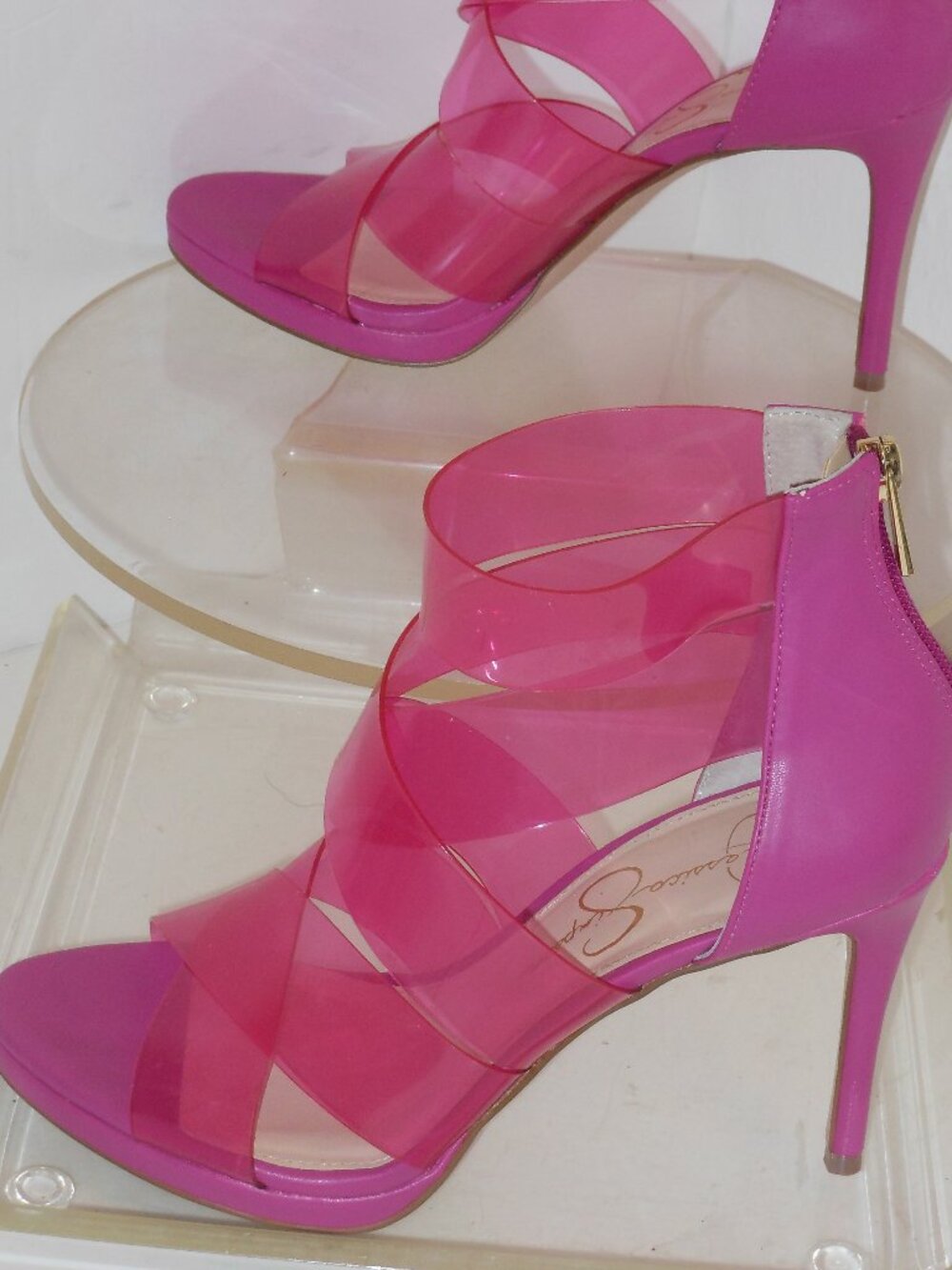 JESSICA SIMPSON PURPLE STRAPPY OPEN TOE HIGH HEEL SHOES SIZE 7 MEDIUM